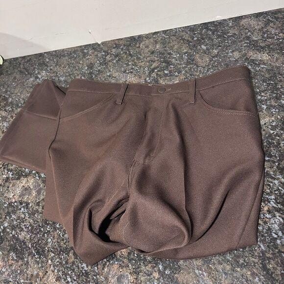 Vintage Wrangler Polyester Cowboy Western Pants Brown 36 x 32 - Picture 5 of 6
